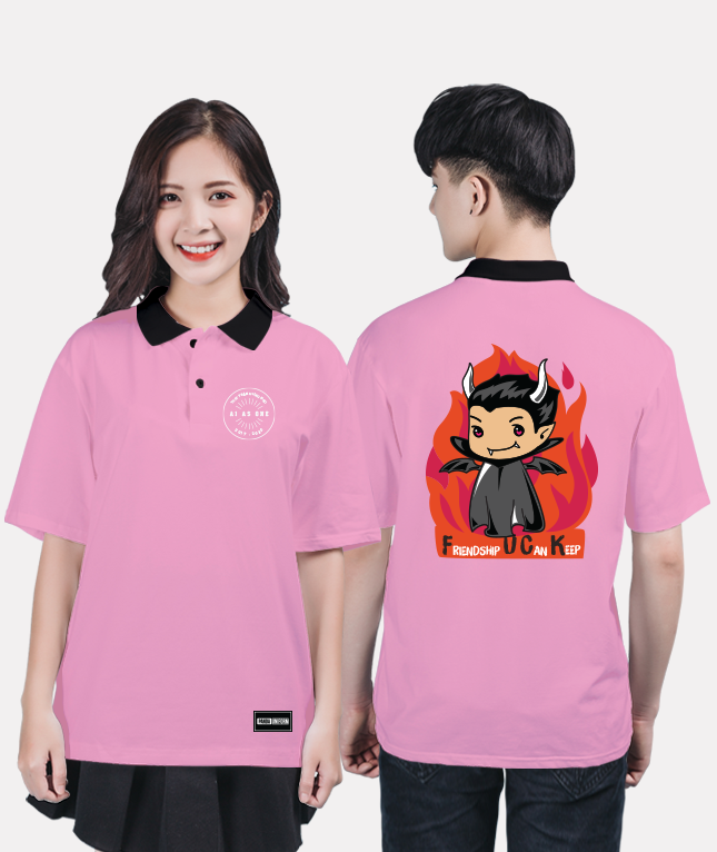 118. Áo lớp Polo Basic BST đáng yêu Chibi Hồng cánh sen