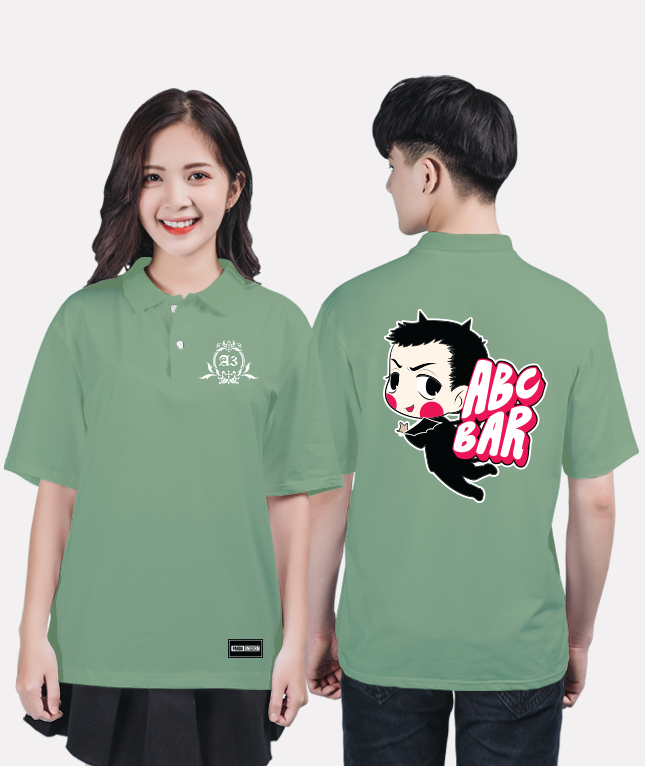 120. Áo lớp Polo Basic BST đáng yêu Chibi Xanh Vỏ Đậu