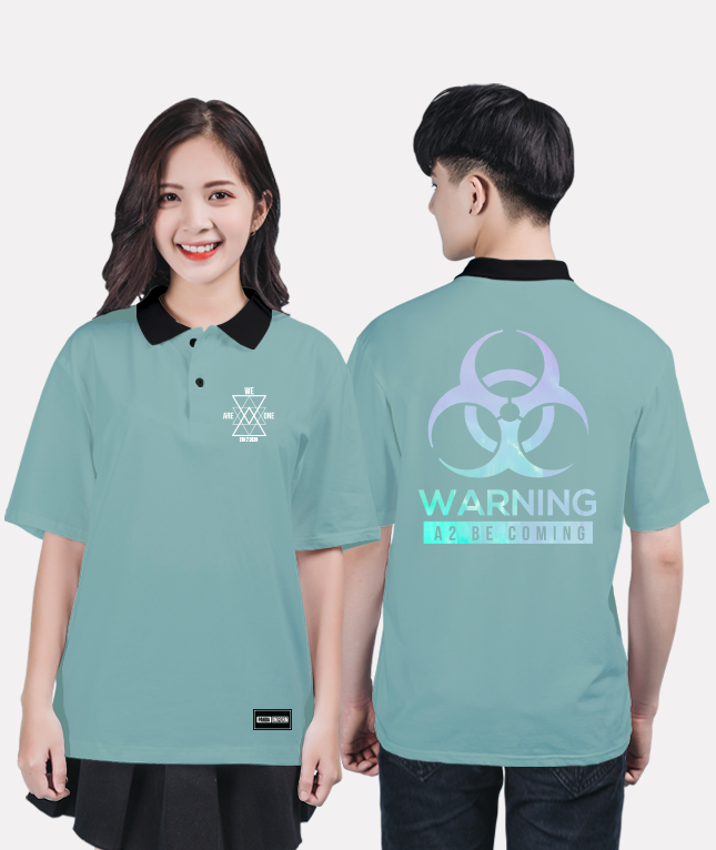 132. Áo lớp Polo Basic BST Warning Xanh Bạc Hà