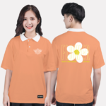 142. Áo lớp Polo Basic BST Flowers Cam San Hô