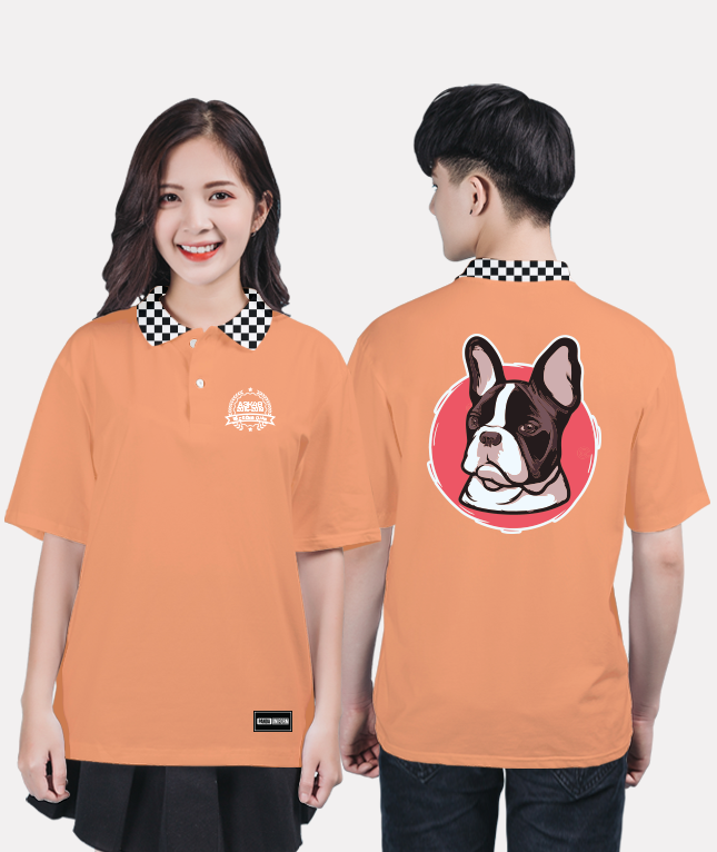 147. Áo lớp Polo Cổ caro BST The Dog Cam San Hô