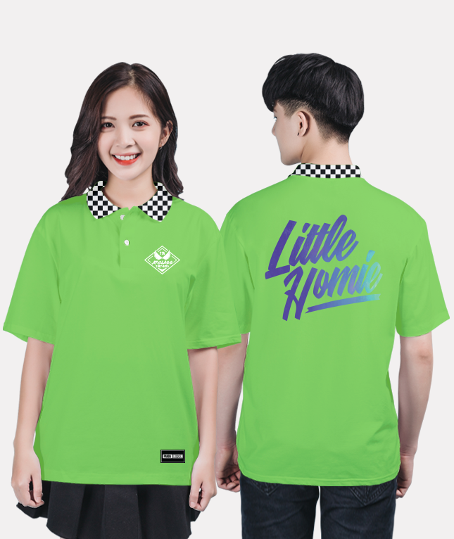 152. Áo lớp Polo Cổ caro BST Hologram Xanh Chuối