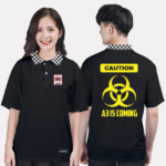 160. Áo lớp Polo Cổ caro BST Warning Đen