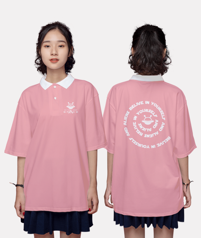 162. Áo lớp Polo Oversize BST Planet Hồng Nude