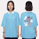 170. Áo lớp Polo Oversize BST phi hành gia Xanh Thiên Thanh