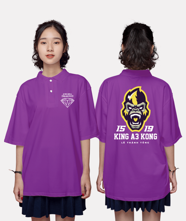 176. Áo lớp Polo Oversize BST Monkey Tím Cẩm