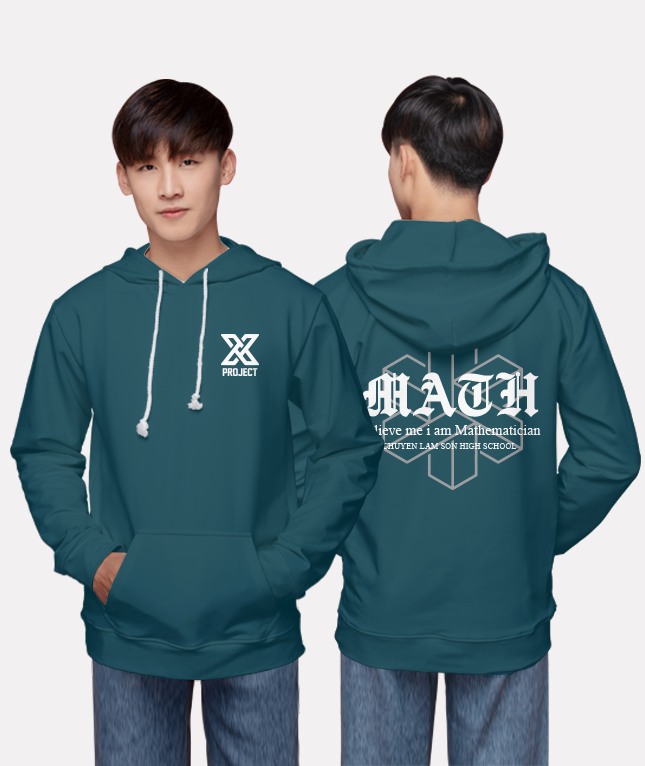 242. Áo lớp Hoodie Basic BST Chuyên Toán Xanh Cổ Vịt