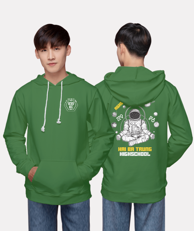 248. Áo lớp Hoodie Basic BST phi hành gia Xanh Lá Cây