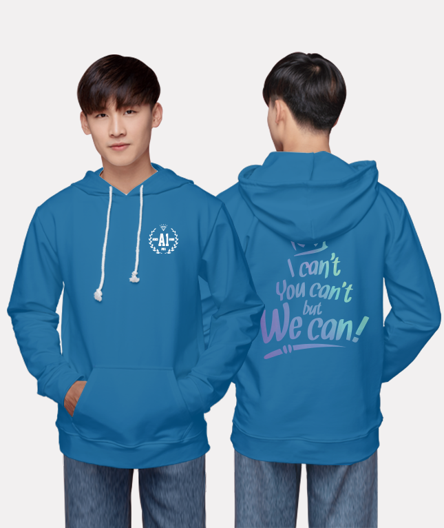 249. Áo lớp Hoodie Basic BST Hologram Xanh Ya