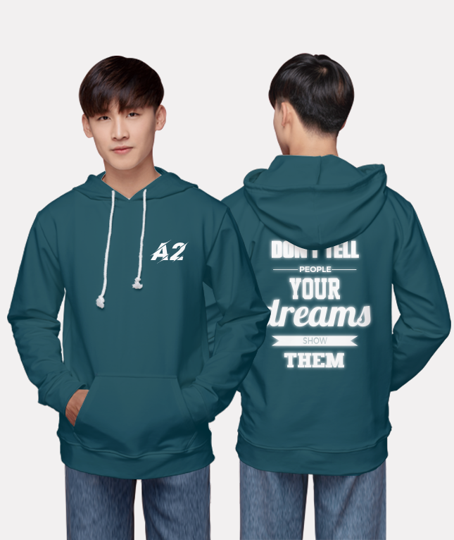 253. Áo lớp Hoodie Basic BST phản quang thường Xanh Cổ Vịt