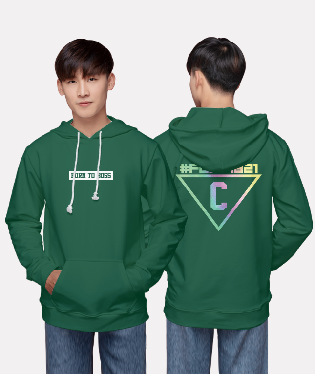 255. Áo lớp Hoodie Basic BST phản quang 7 màu Xanh Nhiệt Đới