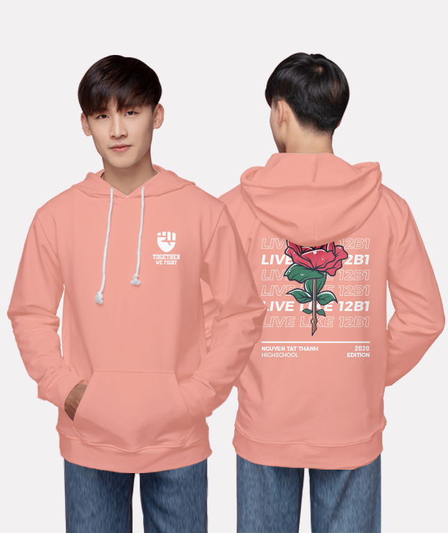 260. Áo lớp Hoodie Basic BST Flowers Hồng Nude