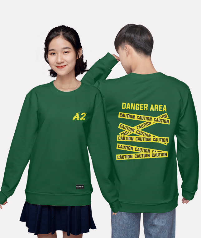 264. Áo lớp Sweater Basic BST Warning Xanh Nhiệt Đới