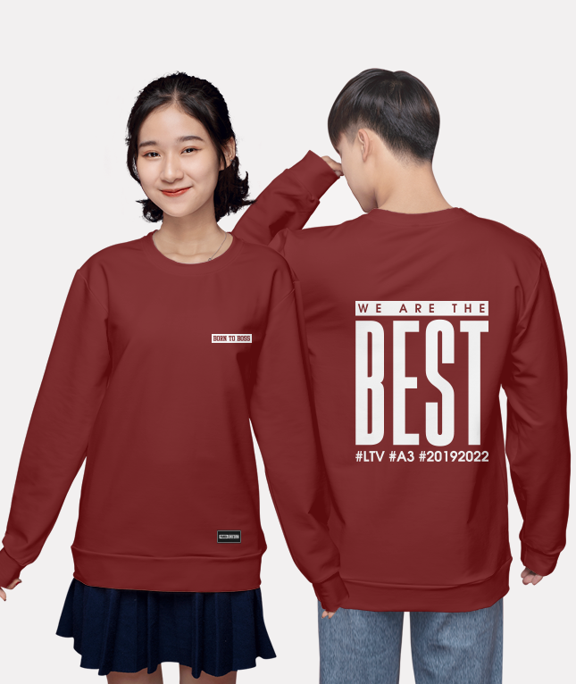 269. Áo lớp Sweater Basic BST Đơn giản Đỏ Đô