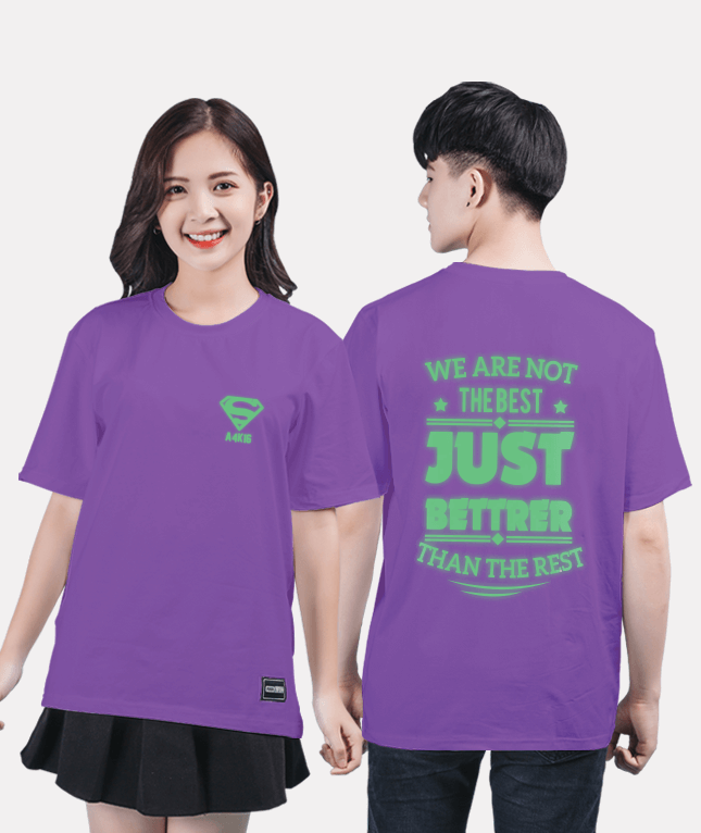 27. Áo lớp T-shirt Basic BST dạ quang Tím Royal