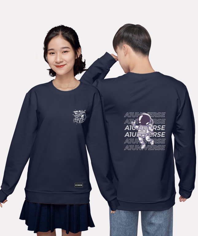 274. Áo lớp Sweater Basic BST phi hành gia Xanh Tím Than