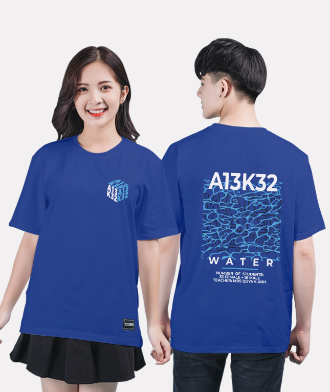 307. Áo lớp T-shirt Basic BST Đơn giản Xanh Sapphire