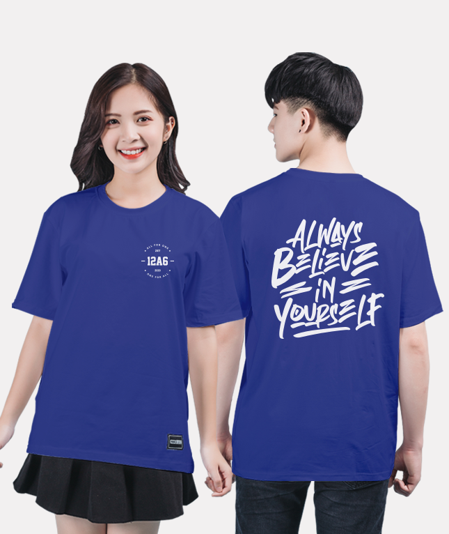 330. Áo lớp T-shirt Basic BST Đơn giản Xanh Sapphire