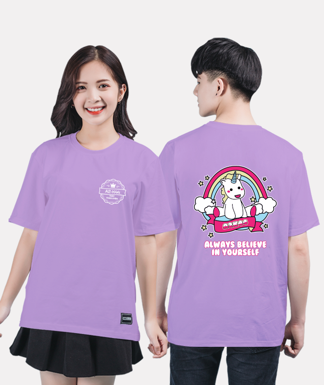 338. Áo lớp T-shirt Basic BST đáng yêu Chibi Tím Oải Hương