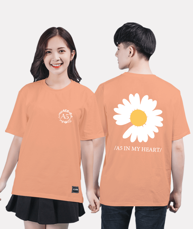 34. Áo lớp T-shirt Basic BST Flowers Cam San Hô