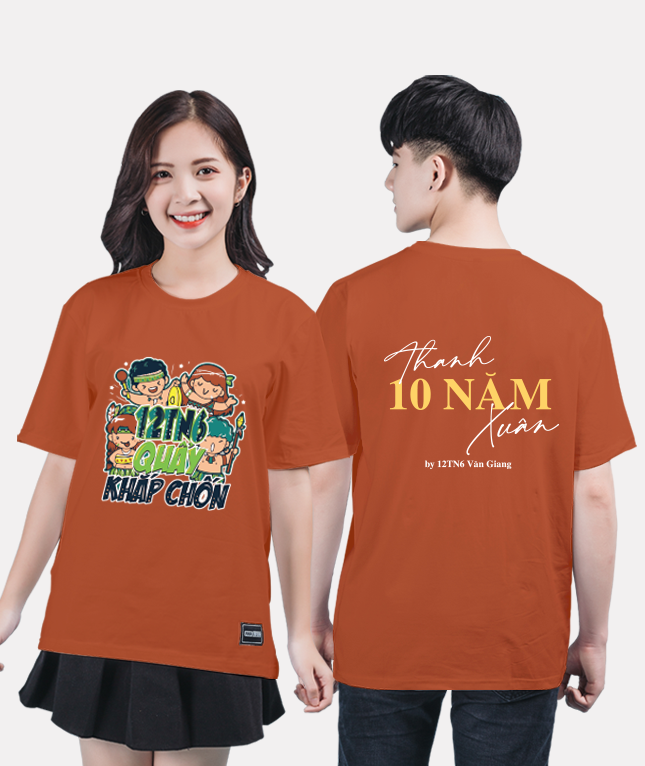 341. Áo T-shirt Basic Họp lớp 10 năm Màu Cam đất