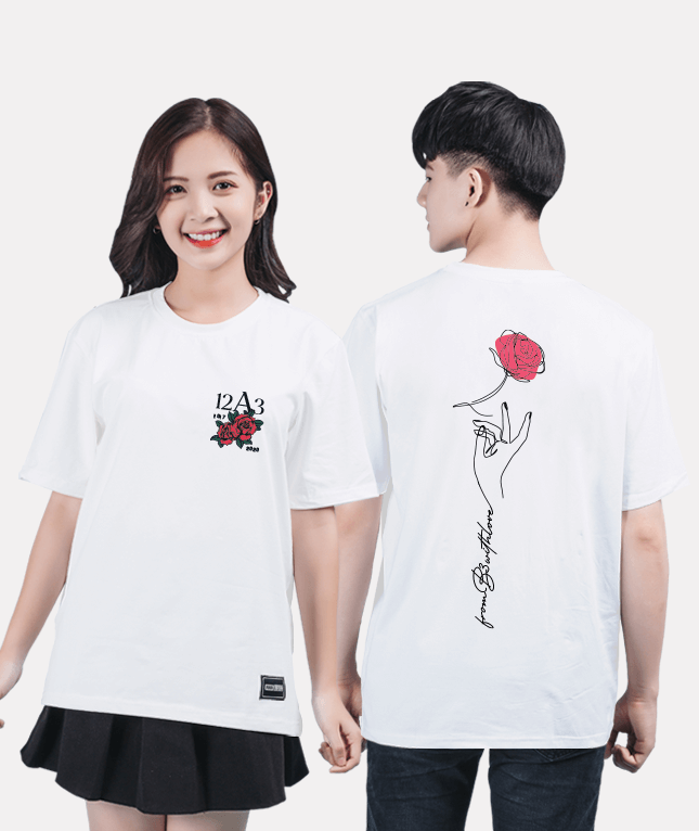 35. Áo lớp T-shirt Basic BST Flowers Màu Trắng