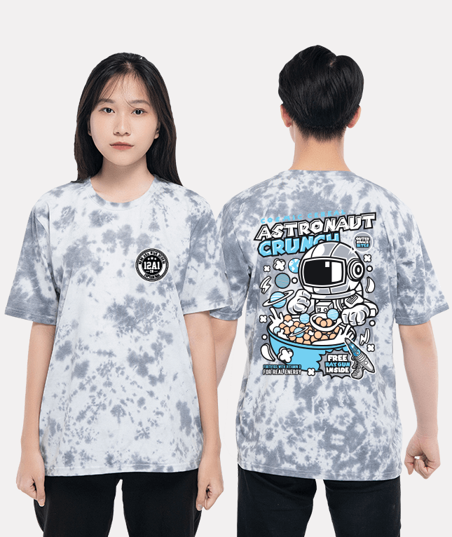 62. Áo lớp T-shirt tiedye BST phi hành gia Grey