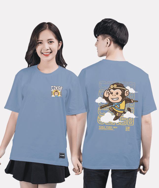 348. Áo lớp T-shirt Basic BST Monkey Xám xanh