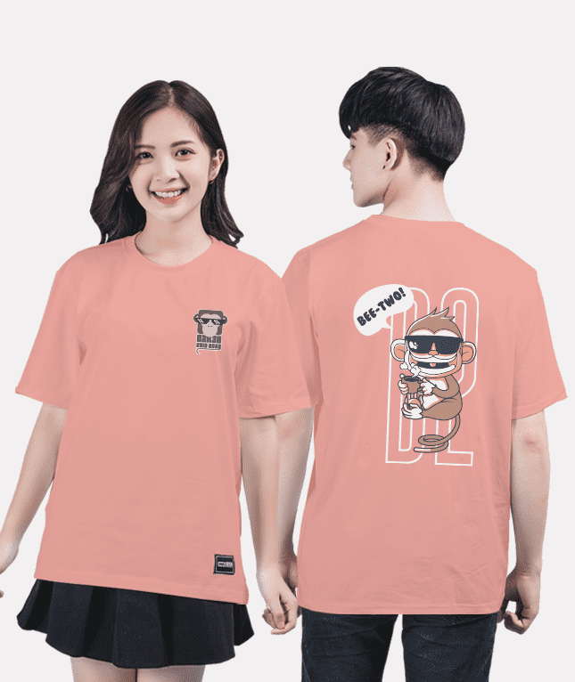 355. Áo lớp T-shirt Basic BST Monkey Hồng san hô