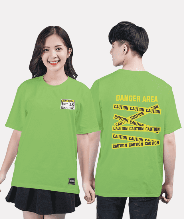 358. Áo lớp T-shirt Basic BST Warning Xanh ô-liu