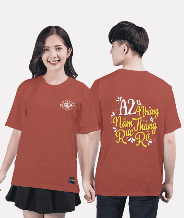 366. Áo lớp T-shirt Basic BST Typo Nâu hồng