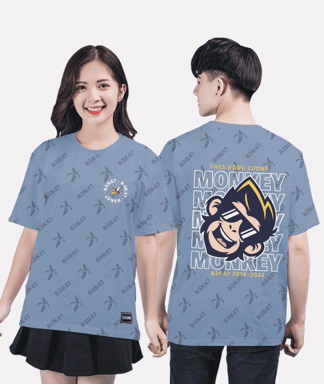 379. Áo lớp T-shirt Pattern BST Monkey Xám xanh