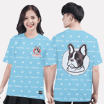 382. Áo lớp T-shirt Pattern BST The Dog xanh hoà bình