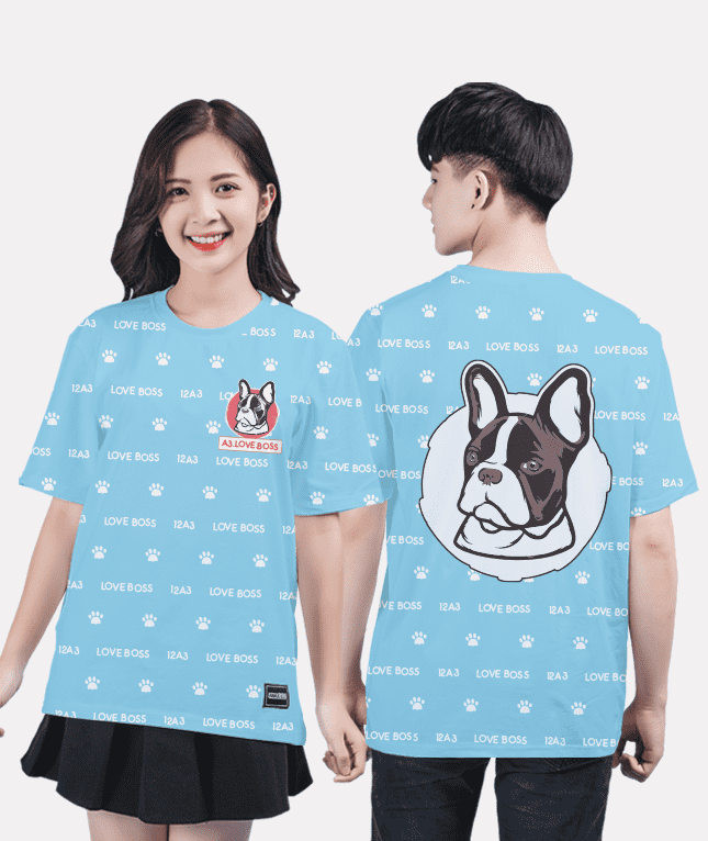 382. Áo lớp T-shirt Pattern BST The Dog xanh hoà bình