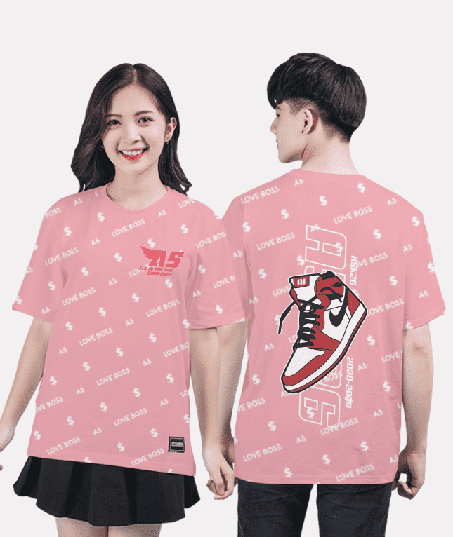 392. Áo lớp T-shirt Pattern BST Sneaker Hồng san hô