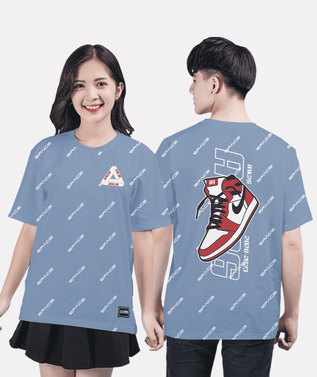 397. Áo lớp T-shirt Pattern BST Sneaker Xám xanh