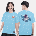 398. Áo lớp T-shirt Pattern BST phi hành gia xanh hoà bình