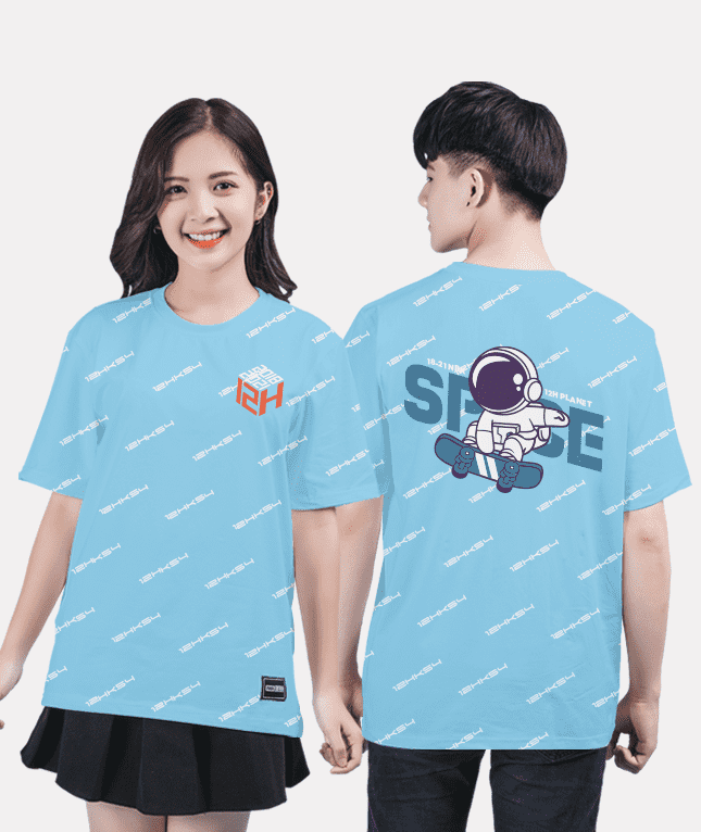 398. Áo lớp T-shirt Pattern BST phi hành gia xanh hoà bình