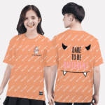 405. Áo lớp T-shirt Pattern BST đáng yêu Chibi cam san hô