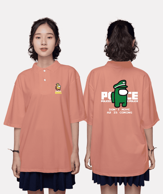 422. Áo lớp Polo Oversize BST Among us Hồng san hô