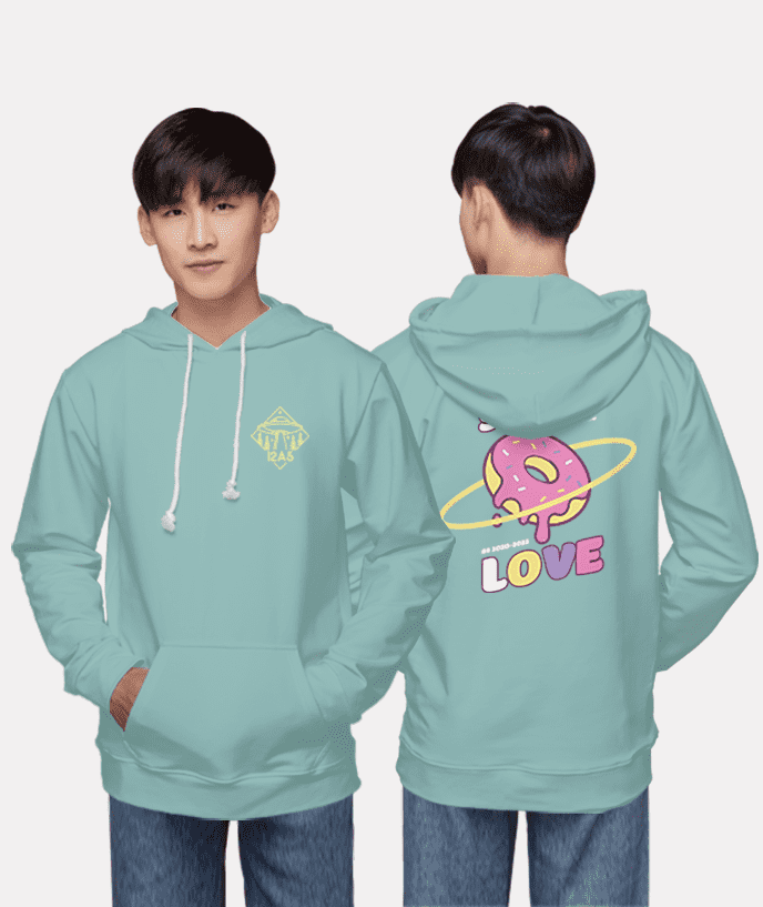 429. Áo lớp Hoodie Basic BST đáng yêu Chibi xanh bạc hà