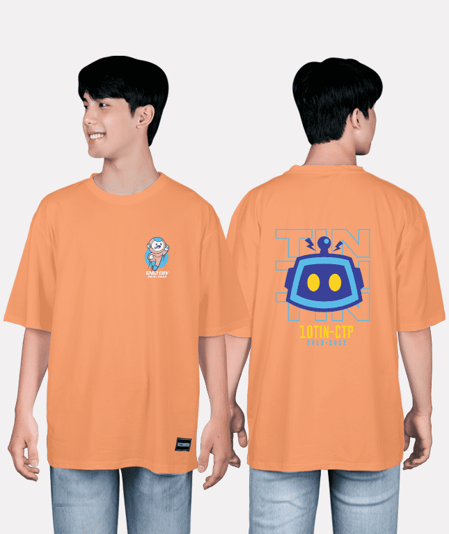 434. Áo lớp T-shirt oversize BST Chuyên Tin cam san hô