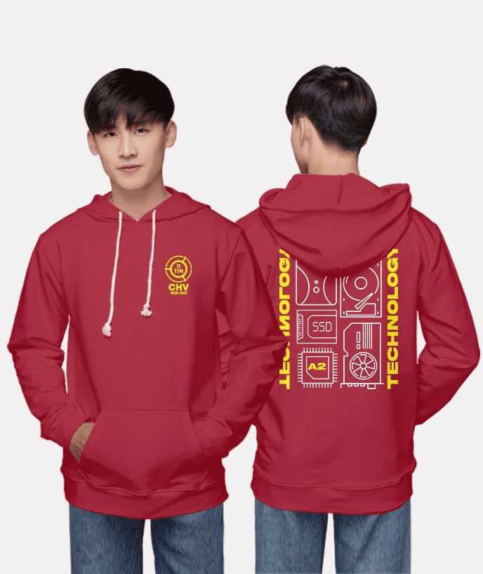 441. Áo lớp Hoodie Basic BST Chuyên Tin đỏ đô