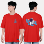 443. Áo lớp T-shirt oversize BST phi hành gia đỏ tươi