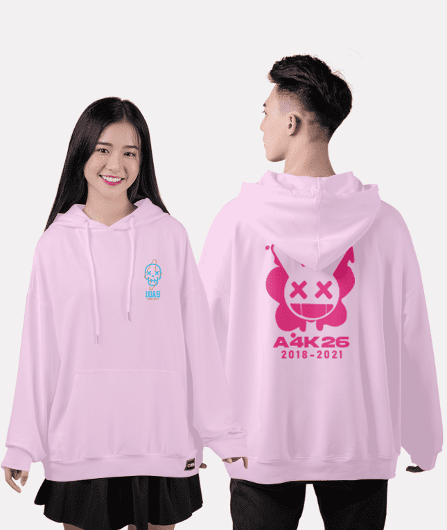 467. Áo lớp Hoodie oversize BST Rabbit hồng phấn