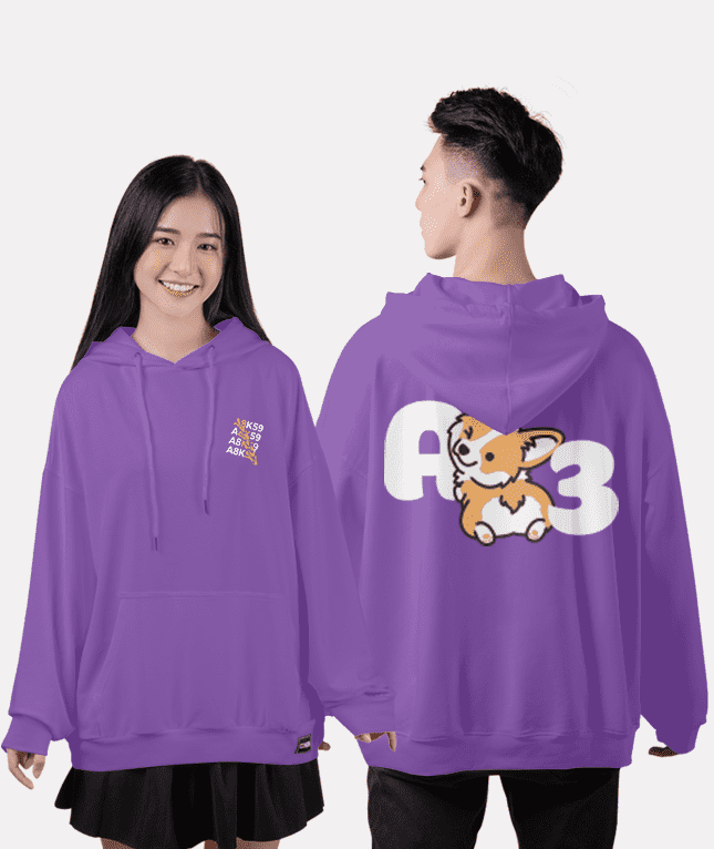 471. Áo lớp Hoodie oversize BST The Dog tím royal