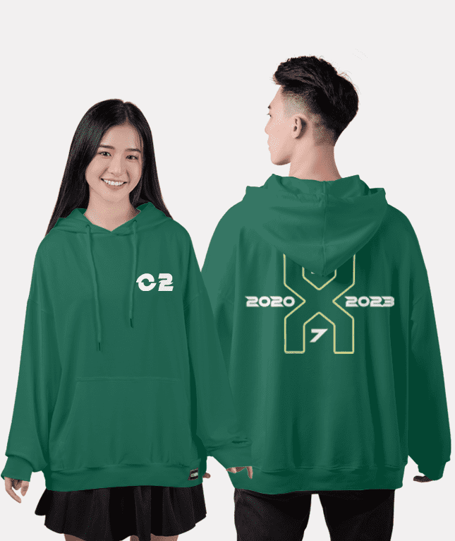 474. Áo lớp Hoodie oversize BST Đơn giản xanh cổ vịt