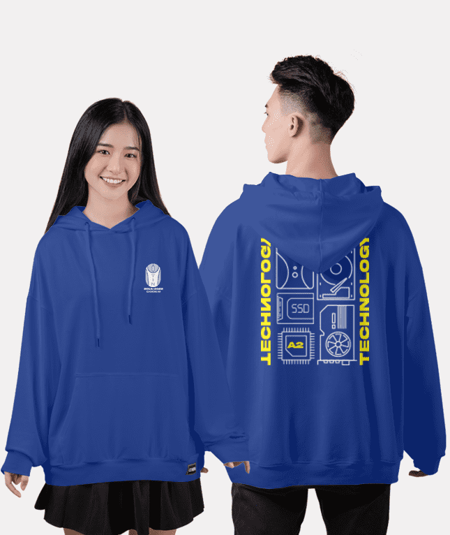 479. Áo lớp Hoodie oversize BST Chuyên Tin xanh sapphire