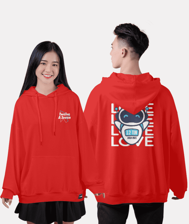 480. Áo lớp Hoodie oversize BST Chuyên Tin đỏ tươi