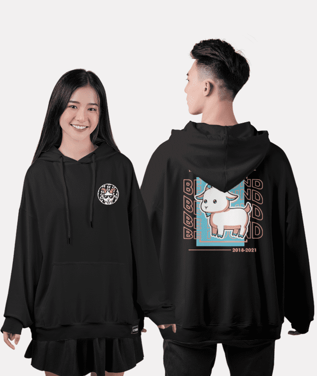 483. Áo lớp Hoodie oversize BST Goat Màu đen